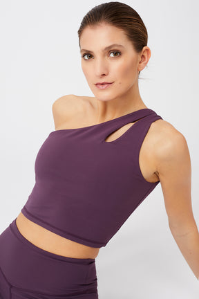 Mandala Sport Bra Lila Front - Cropped Shoulder Top