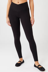 Mandala Fitness Pant Schwarz Front - Wrap Legging