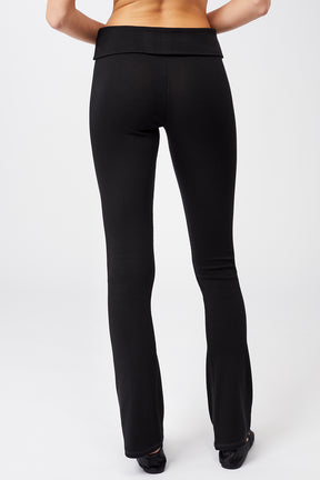 Mandala Fitness Pant Schwarz Rückseite - Ribbed Rolldown