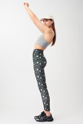 Mandala Fitness Legging Blumen Print Outfit Seite - Fancy Leggings