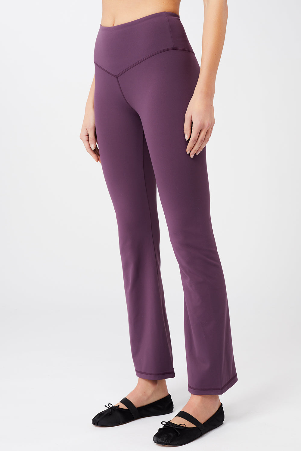 Cropped Shoulder Top + Flared Sports Pants (Purple Passion)