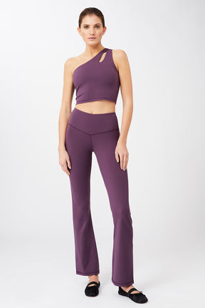 Cropped Shoulder Top + Flared Sports Pants (Purple Passion)