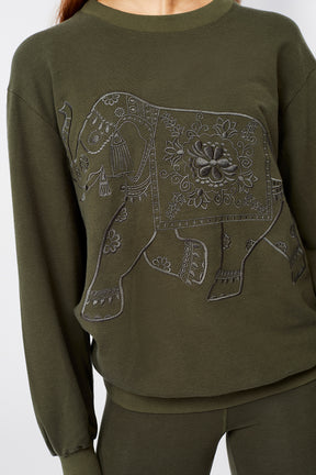 Mandala Trainings Shirt Grün Detail  - "Ganesha" Sweater