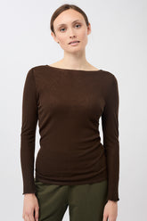 Mandala Trainings Shirt Braun Front - Crew Neck Wool Mix