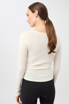 Mandala Sport Shirt Weiß Rückseite - Side Ruffled Longsleeve