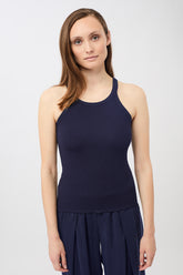 Mandala Sport Top Blau Front - Ribbed Tank Top