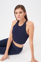 Mandala Fitness Top Blau Front - Cross Top