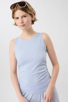 Mandala Fitness Top Blau Front - Cropped Ruffled Top