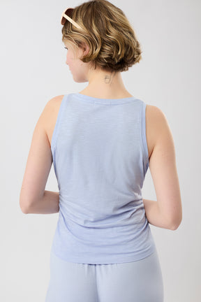 Mandala Fitness Top Blau Rückansicht - Cropped Ruffled Top