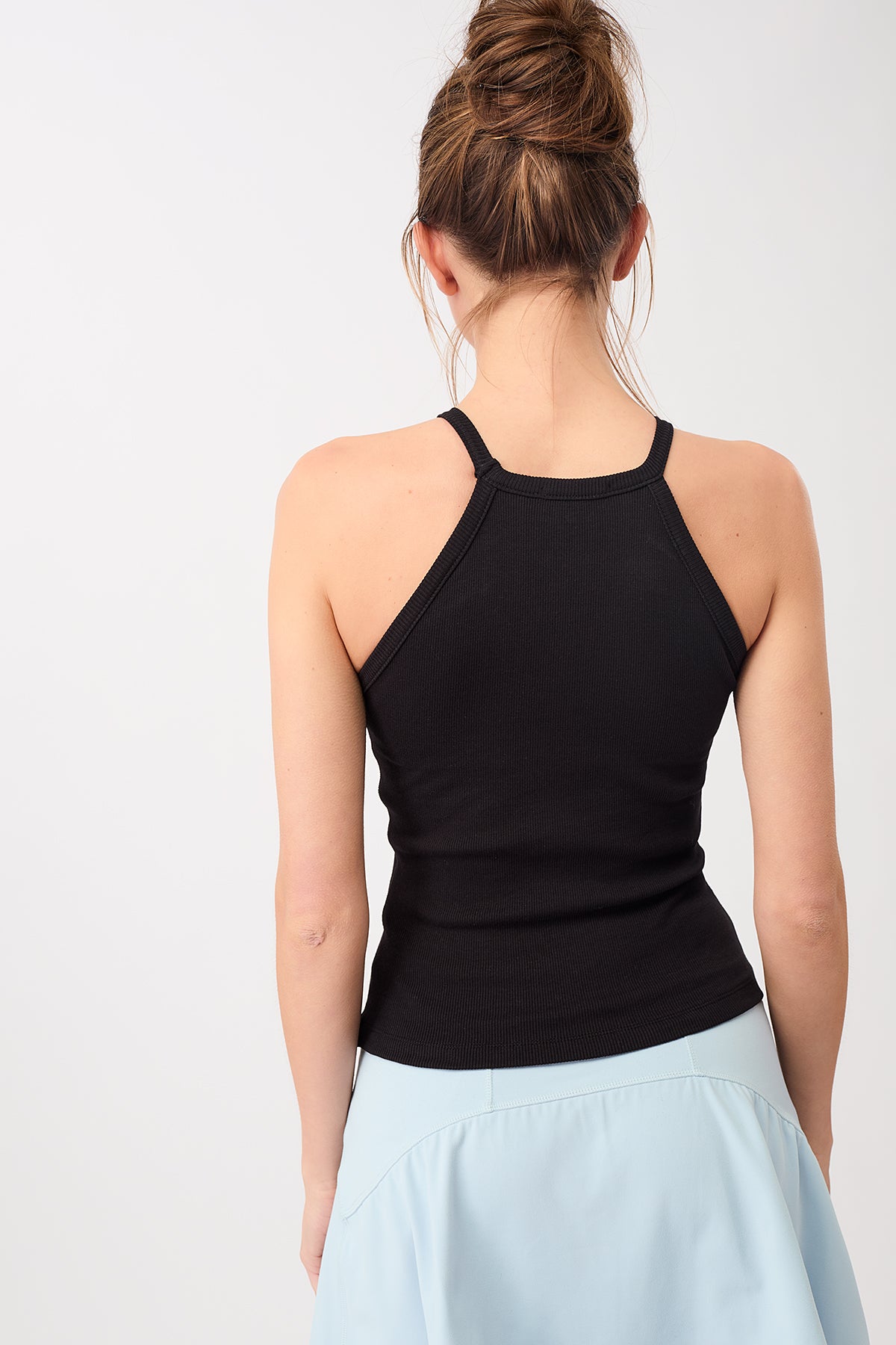 Mandala Fitness Top Schwarz Rückseite - Ribbed Halterneck