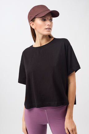 Mandala Trainings Shirt Schwarz Front - Boxy Tee